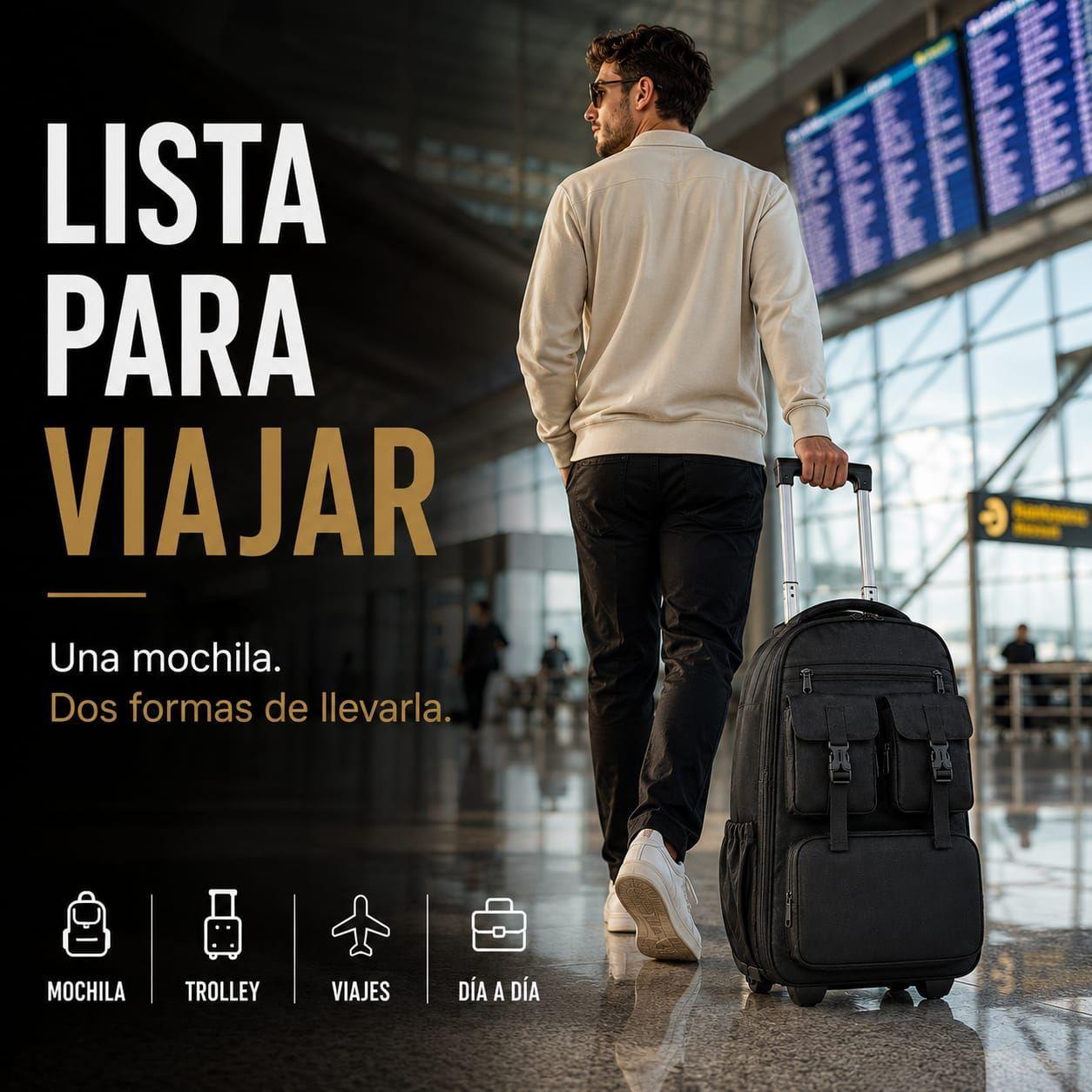 Mochila Trolley Con Ruedas 2 en 1 Viaje Oficina Ejecutiva 30l-1