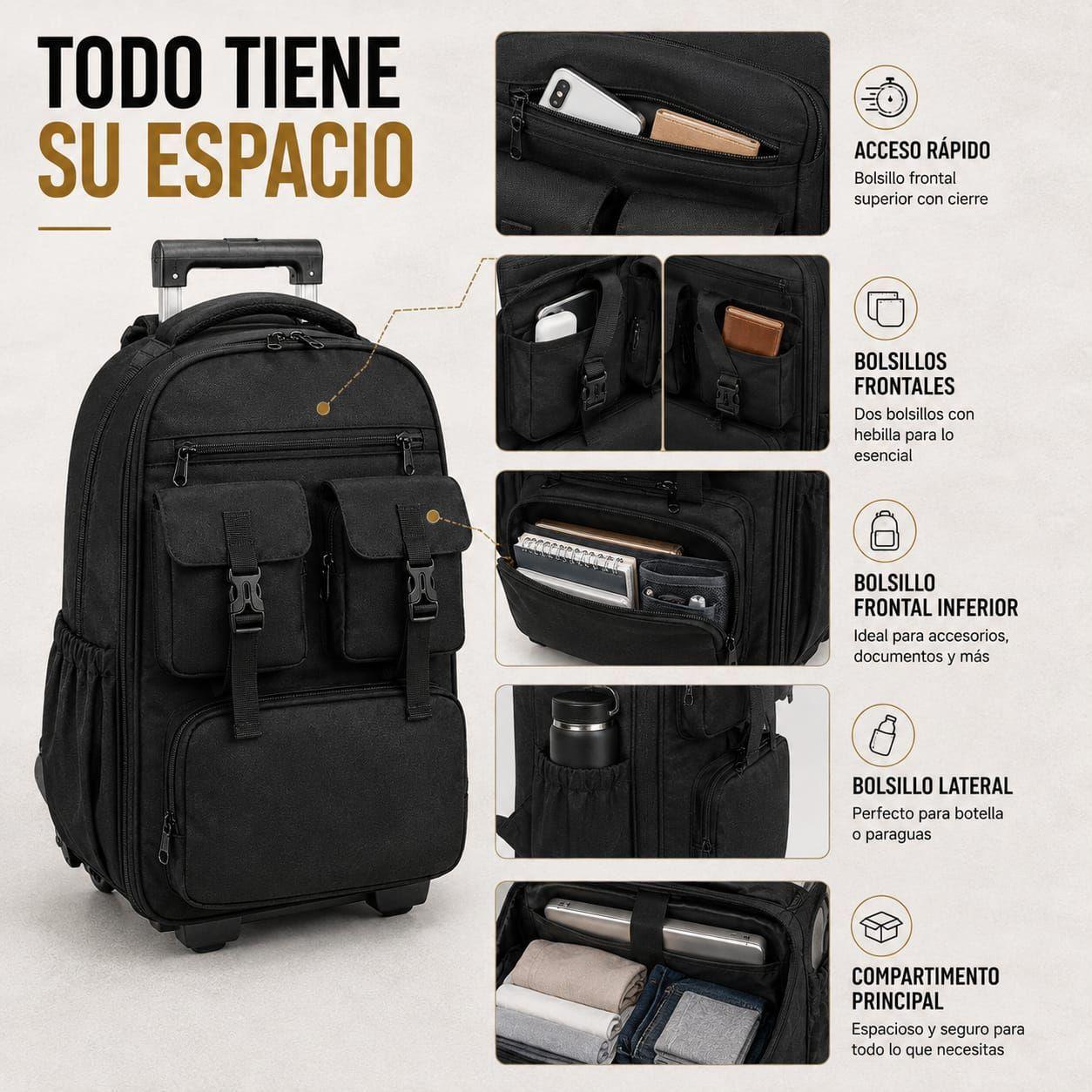Mochila Trolley Con Ruedas 2 en 1 Viaje Oficina Ejecutiva 30l-2