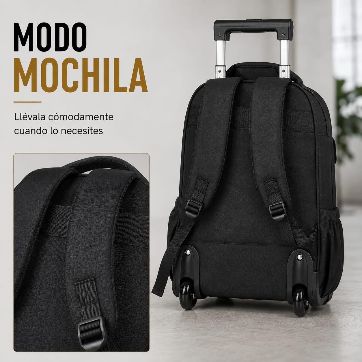 Mochila Trolley Con Ruedas 2 en 1 Viaje Oficina Ejecutiva 30l-4