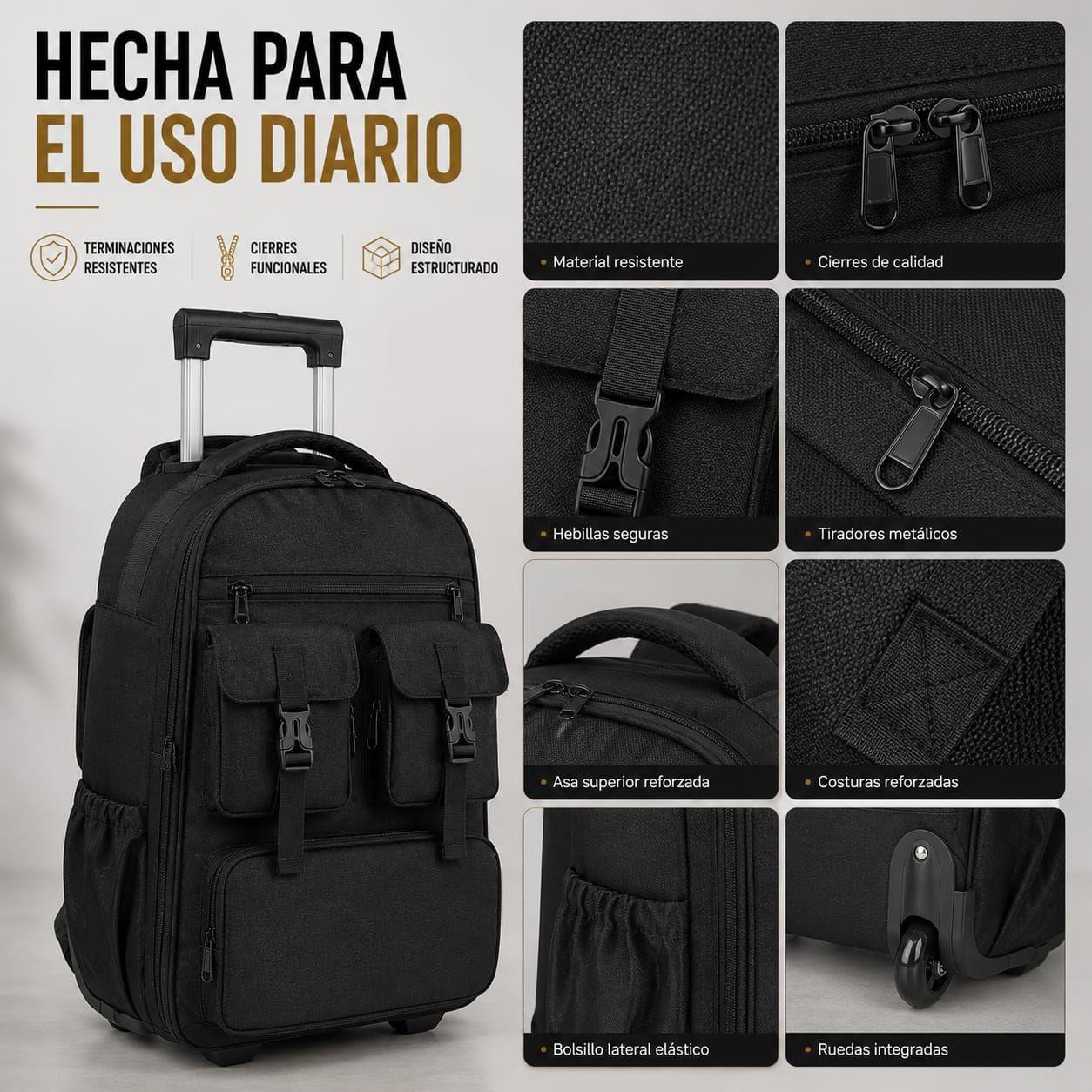 Mochila Trolley Con Ruedas 2 en 1 Viaje Oficina Ejecutiva 30l-5