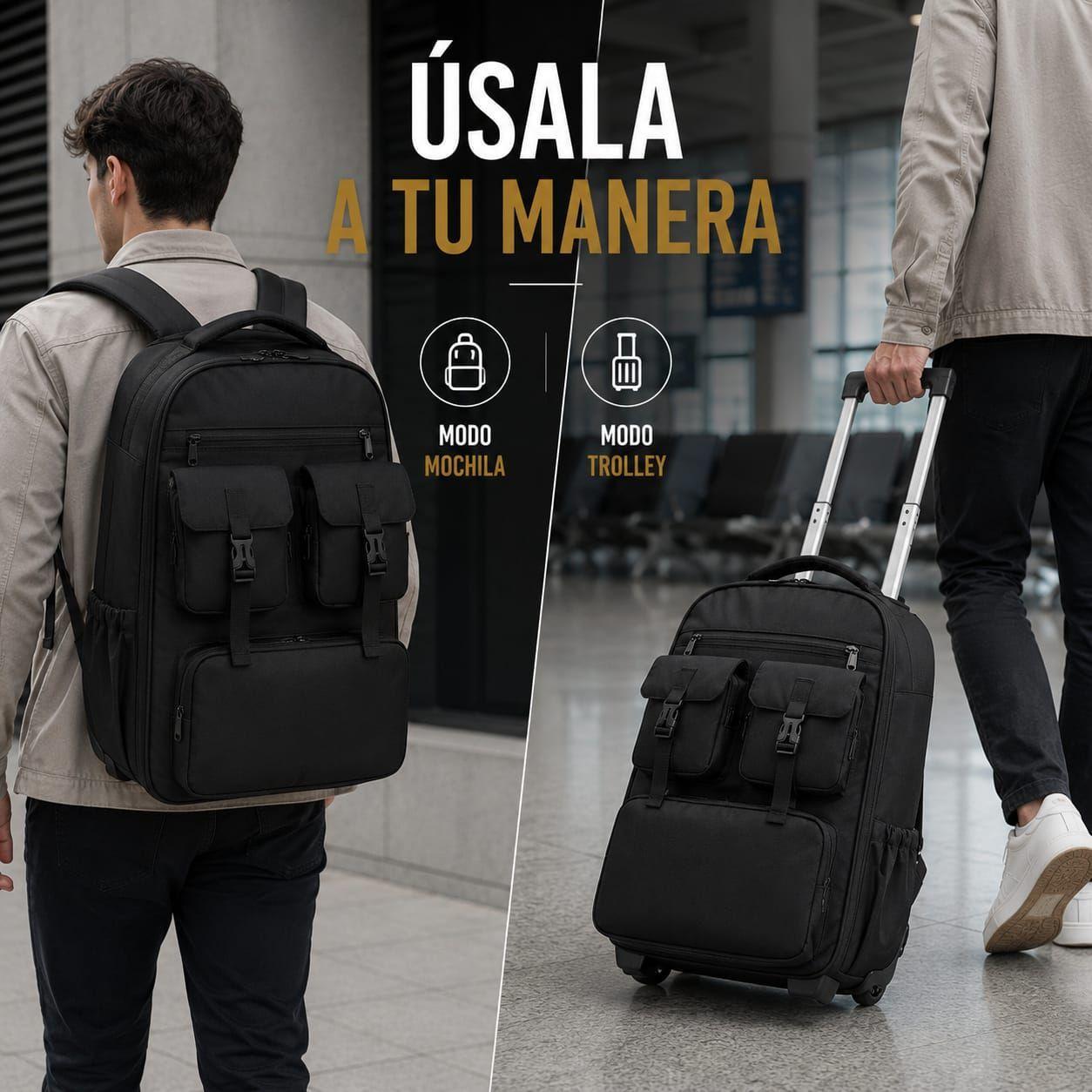 Mochila Trolley Con Ruedas 2 en 1 Viaje Oficina Ejecutiva 30l-6
