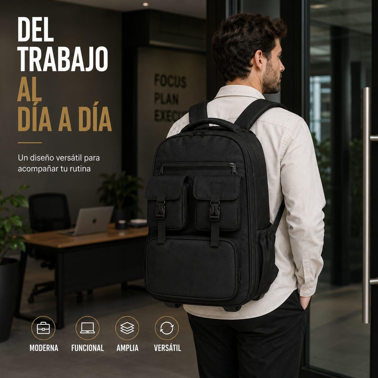 Mochila Trolley Con Ruedas 2 en 1 Viaje Oficina Ejecutiva 30l-7