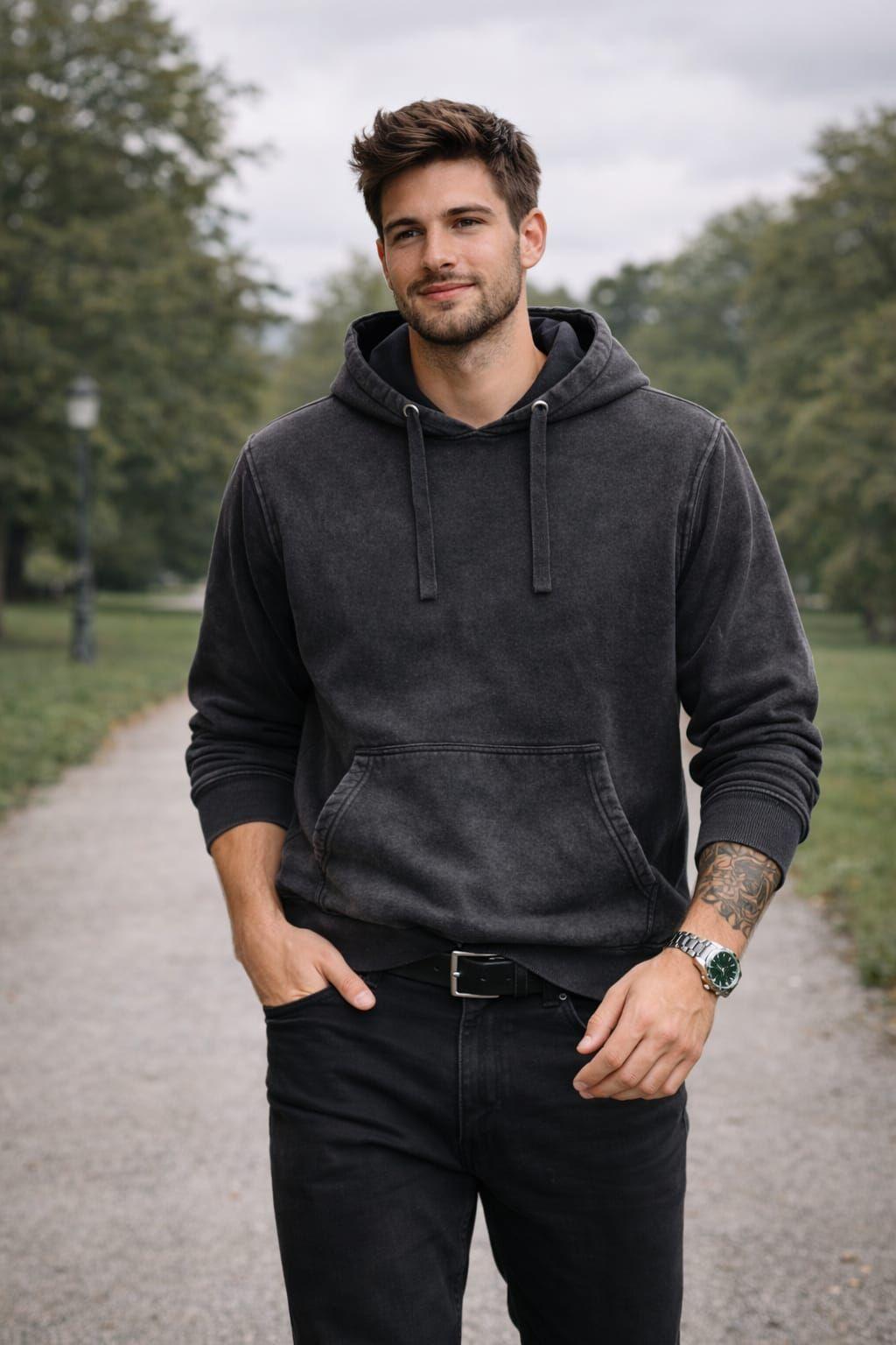 Poleron Canguro Hoodie Acid Wash Desteñido 340G-5