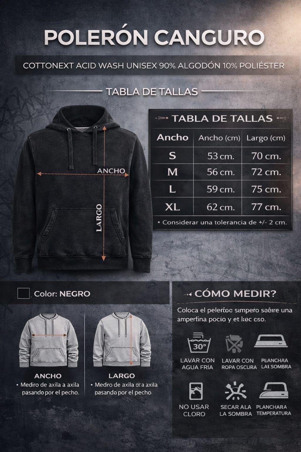 Poleron Canguro Hoodie Acid Wash Desteñido 340G-7