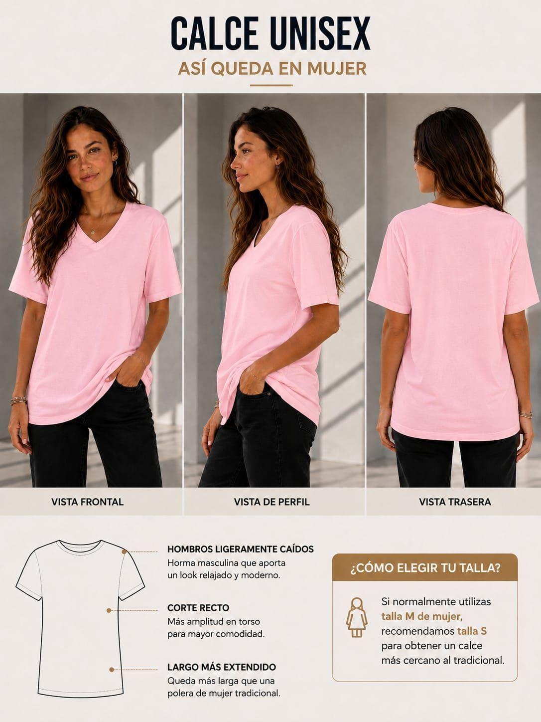 Polera Cuello V Manga Corta 200G Basica Estampar Unisex-1