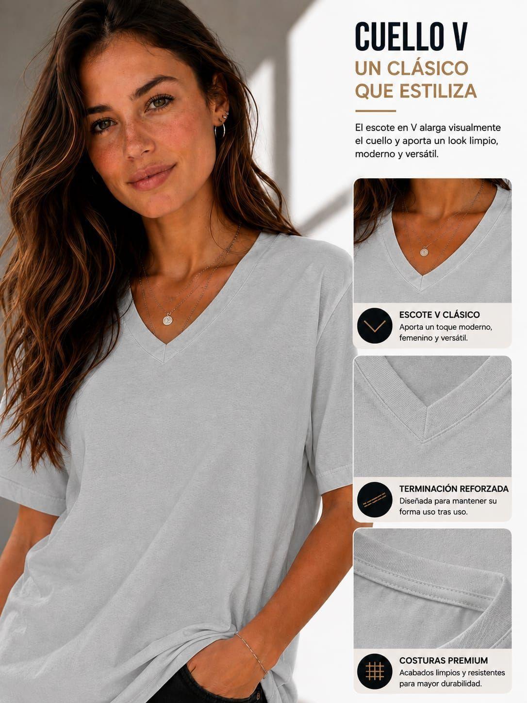Polera Cuello V Manga Corta 200G Basica Estampar Unisex-2