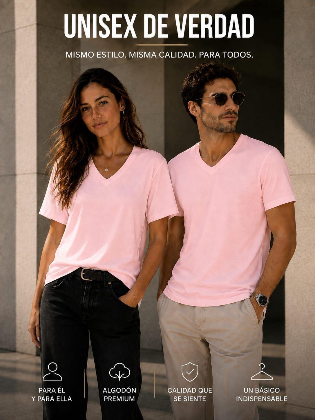 Polera Cuello V Manga Corta 200G Basica Estampar Unisex-7
