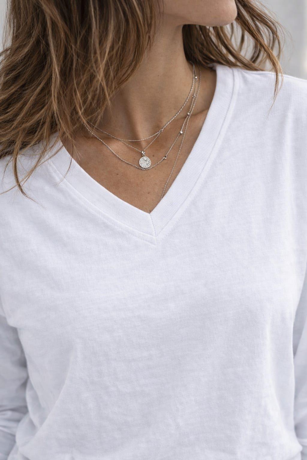 Polera Manga Larga Mujer Cuello V Slim Fit 100 Algodon 200g Unisex-3