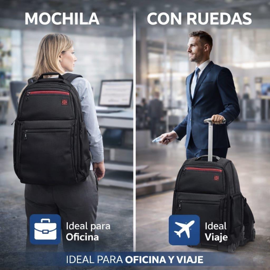 Mochila Con Ruedas Notebook 47L  Impermeable Oxford Viaje 58x37x22 cm-2