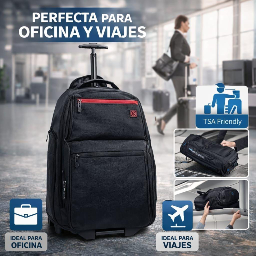 Mochila Con Ruedas Notebook 47L  Impermeable Oxford Viaje 58x37x22 cm-3