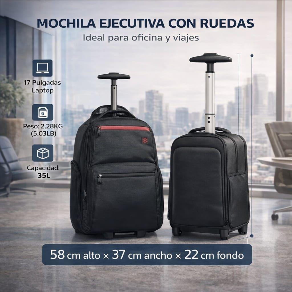 Mochila Con Ruedas Notebook 47L  Impermeable Oxford Viaje 58x37x22 cm-7