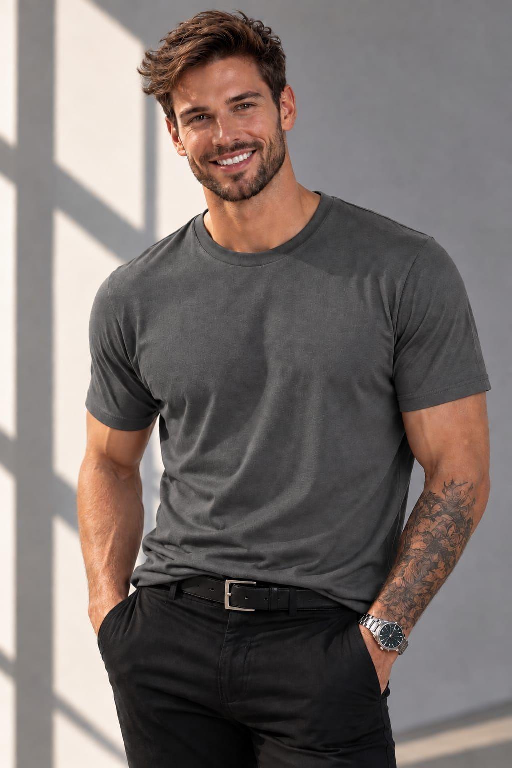 Polera Basica Hombre Mujer Cuello Redondo 200g 100 Algodon para Estampar-0