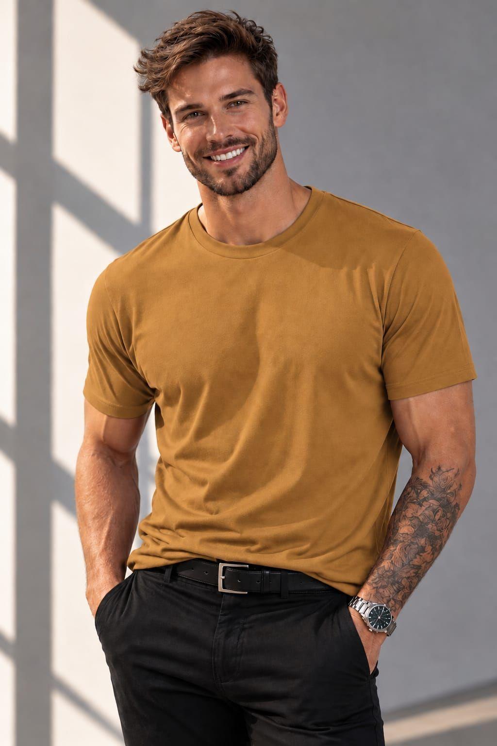 Poleras Cuello Redondo 200G Basicas 100 Algodon Estampar y Bordar-0