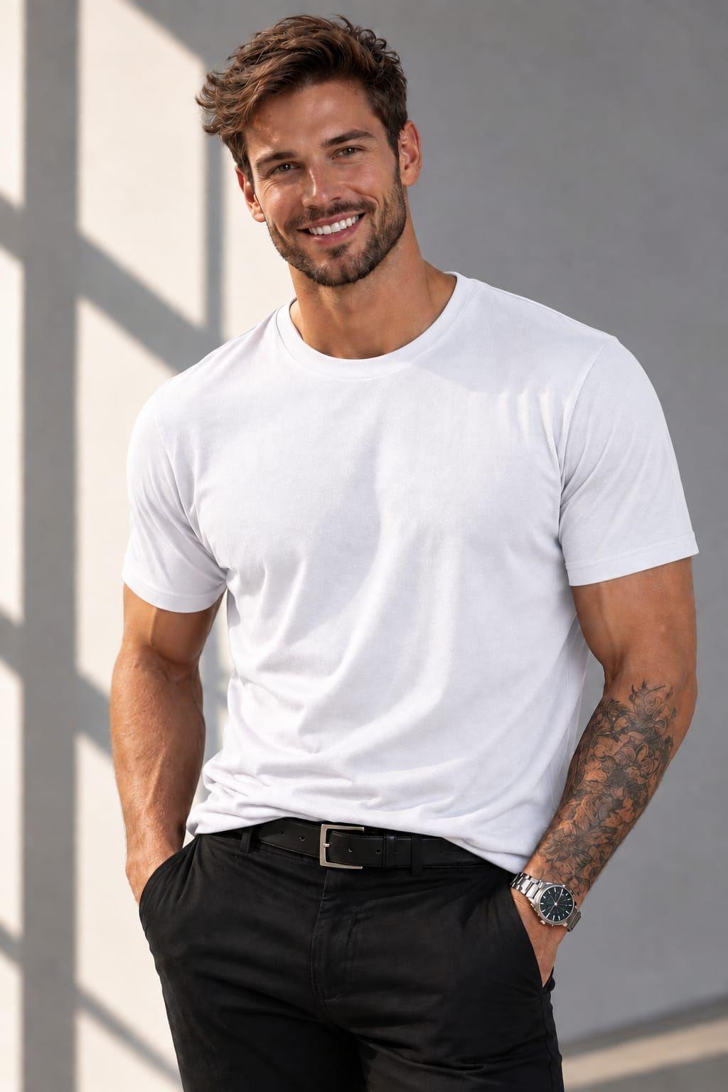 Poleras Cuello Redondo 200G Basicas 100 Algodon Estampar y Bordar-0