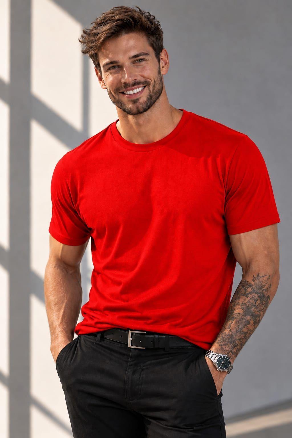 Poleras Cuello Redondo 200G Basicas 100 Algodon Estampar y Bordar-0