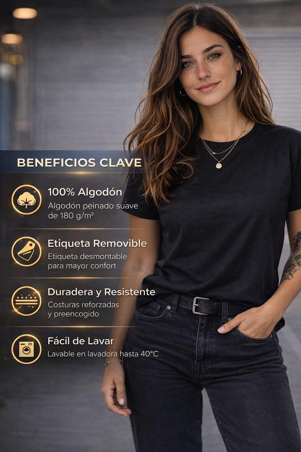 Polera Basica De Mujer 200G Cuello Redondo 100% Algodon Unisex-8