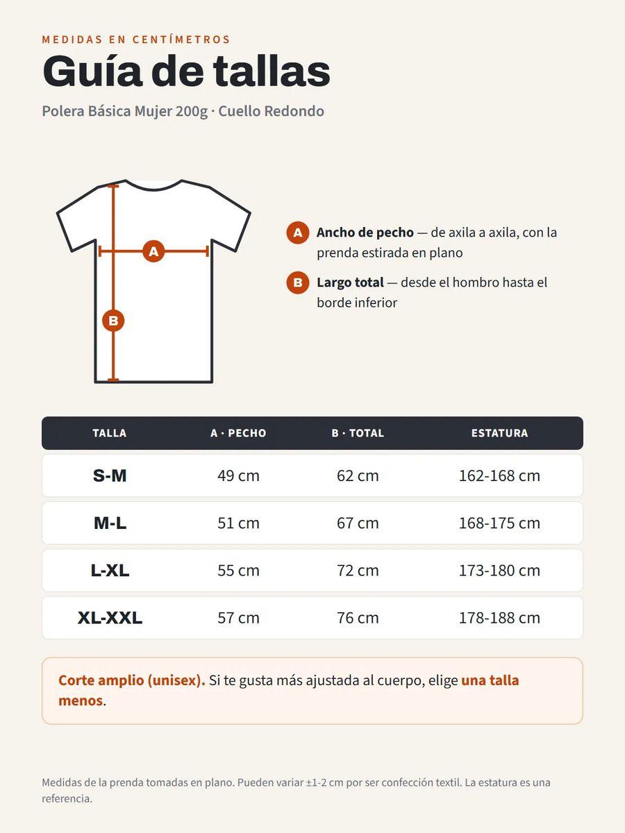 Polera Basica De Mujer 200G Cuello Redondo 100% Algodon Unisex-1