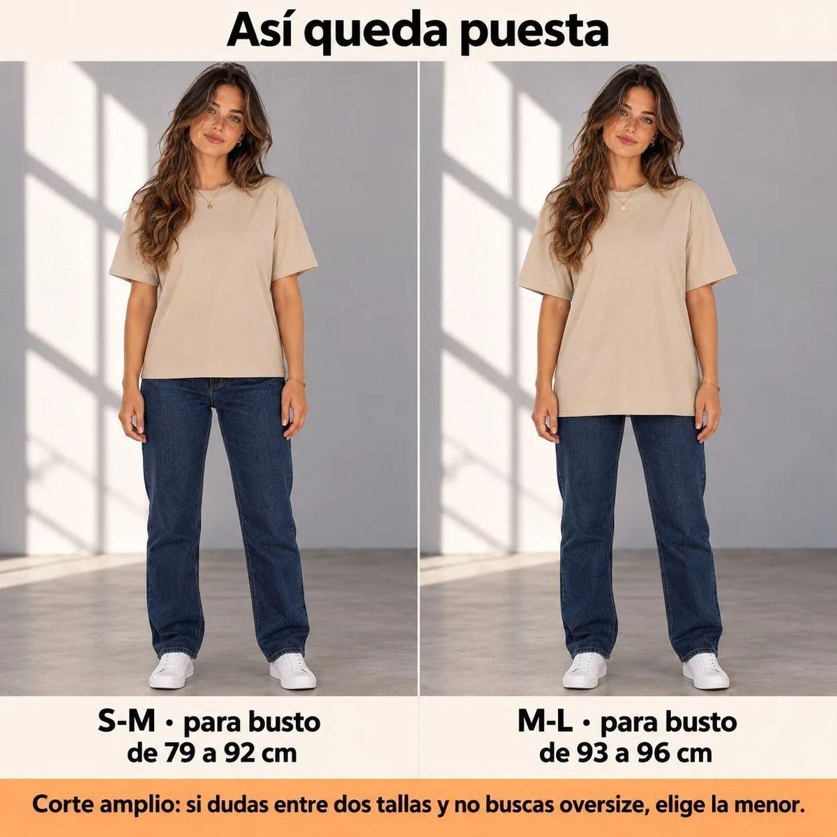Polera Mujer Algodón 100% 200g Cuello Redondo Corte Holgado Manga Corta Básica-9