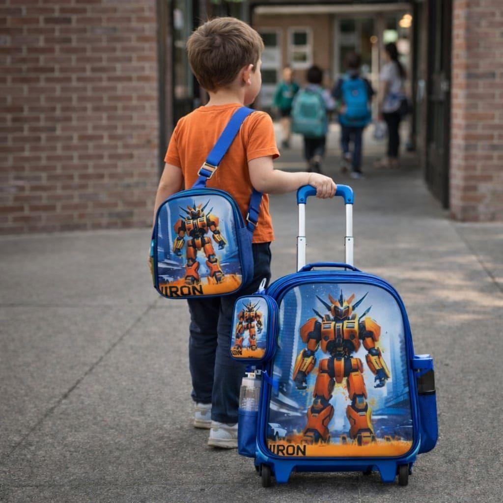 Set Mochila Con Ruedas Escolar Estuche Y Lonchera Infantil Atronauta-2