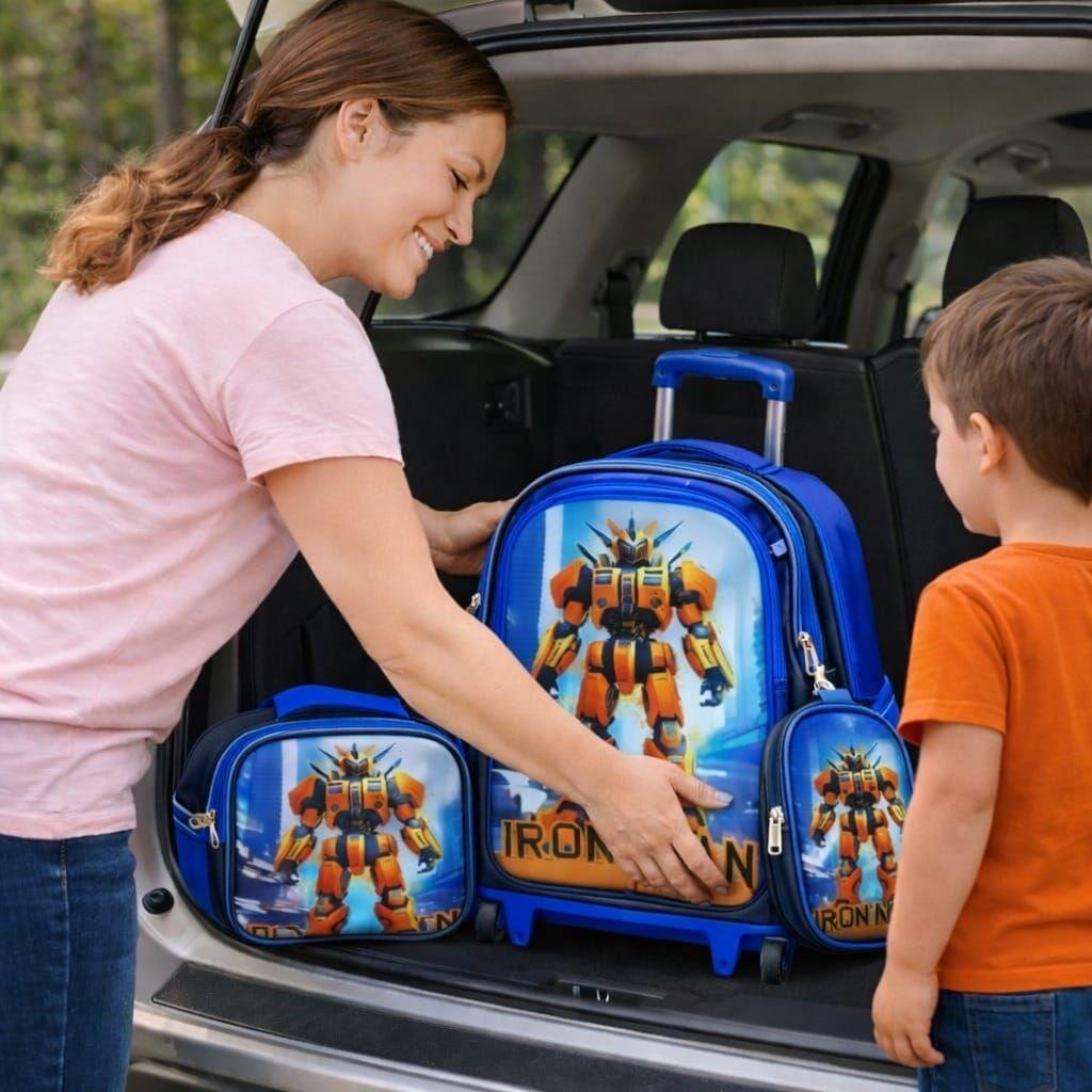 Set Mochila Con Ruedas Escolar Estuche Y Lonchera Infantil Atronauta-6