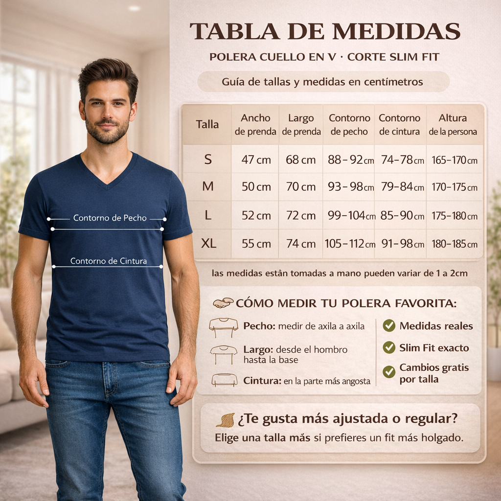 Polera Cuello V SlimFit 200G Algodon Manga Corta Basica-6