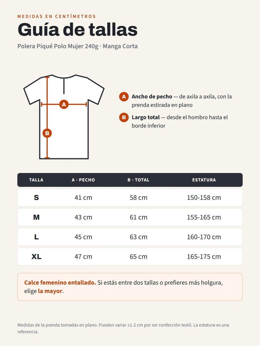 Polera Pique Polo De Mujer Manga Corta 240g Basica 60 Algodon 40 Poliester-1