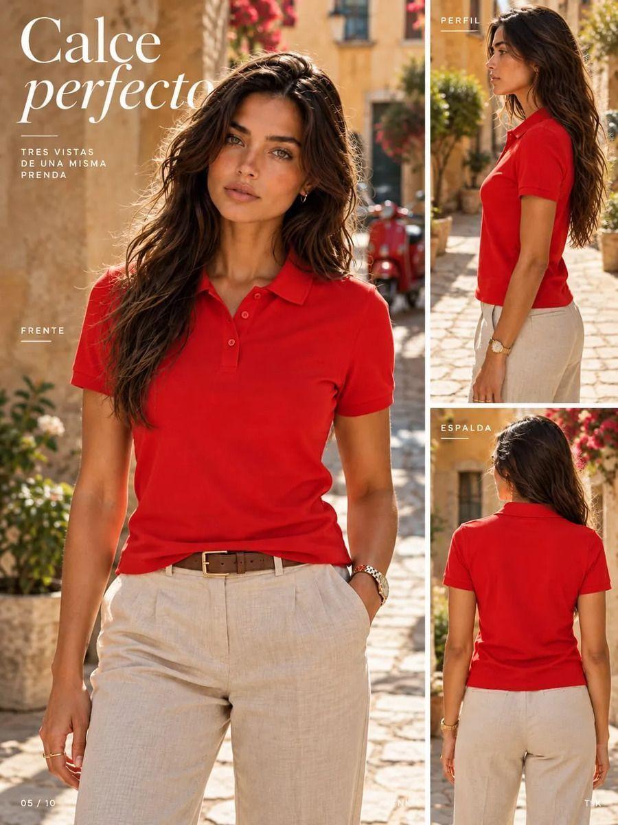 Polera Pique Polo De Mujer Manga Corta 240g Basica 60 Algodon 40 Poliester-5
