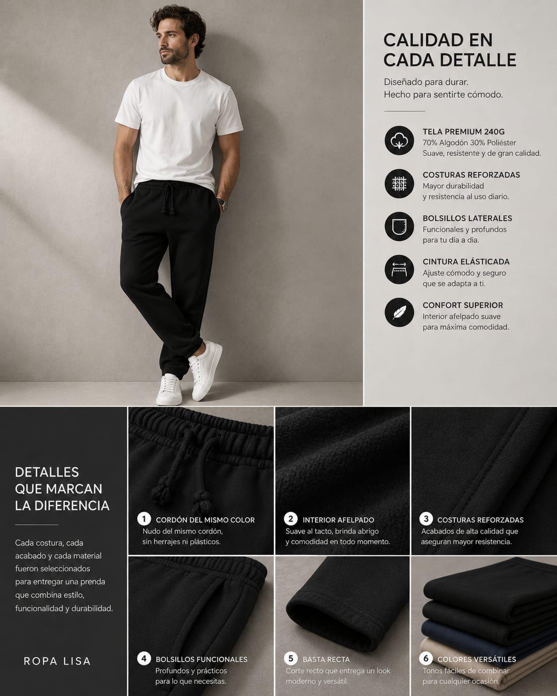 Pantalon Baggy De Buzo Recto Baggi  240g Ajustable Algodon Estampar-7