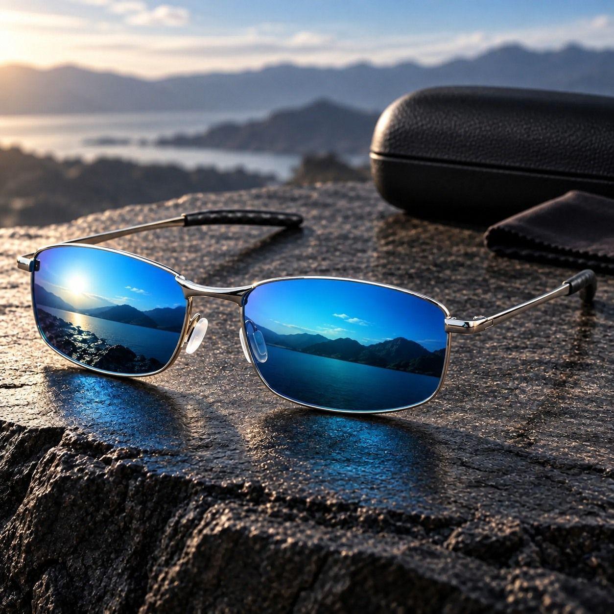 Lentes De Sol Aero Hombre Uv400 Rectangulares Tr90 Espejados Con Estuche-0