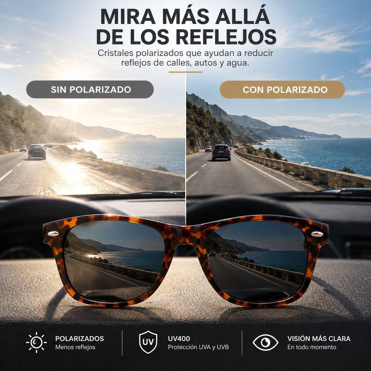 Lentes De Sol Polarizados Unisex Carey Proteccion Uv400-3