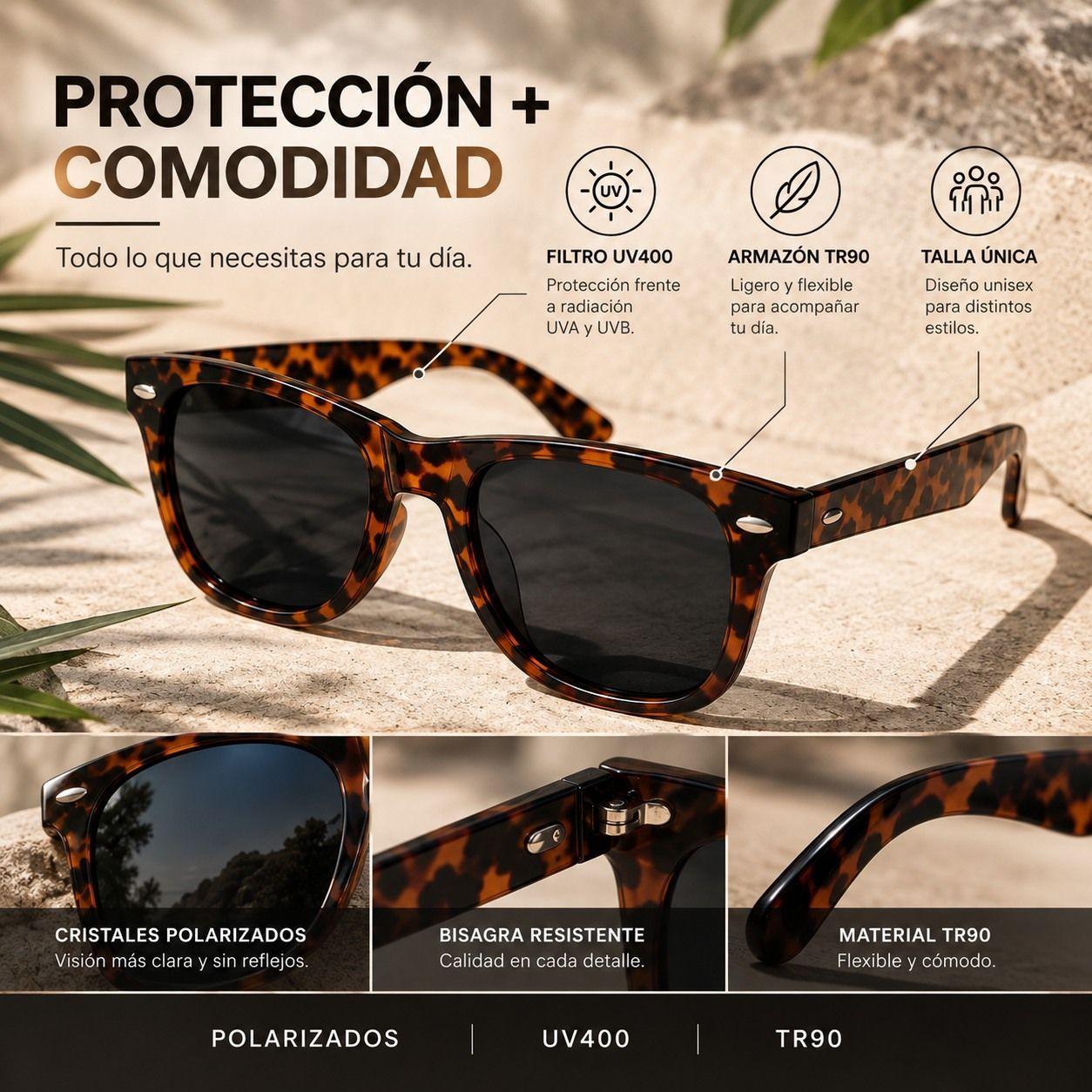 Lentes De Sol Polarizados Unisex Carey Proteccion Uv400-5
