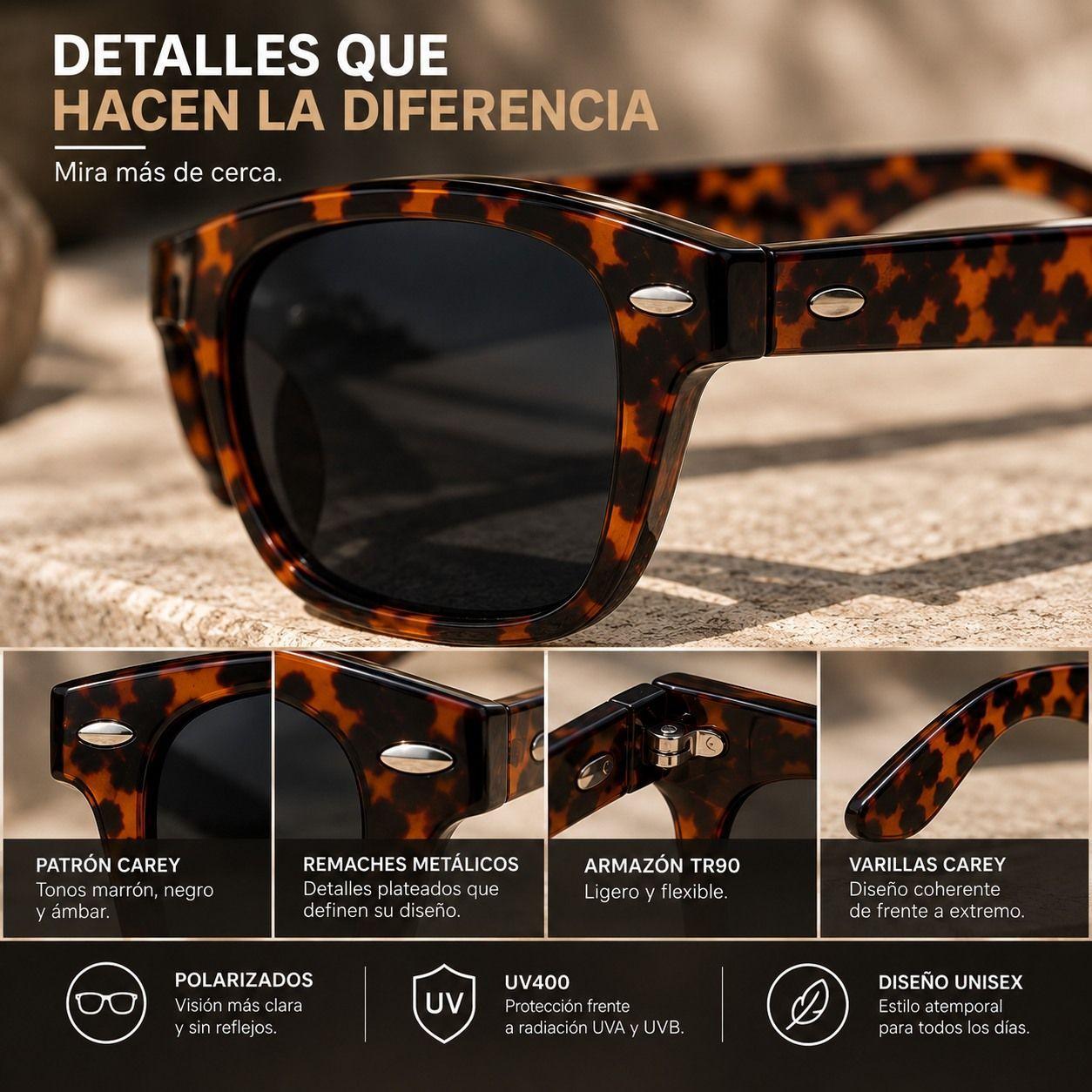 Lentes De Sol Polarizados Unisex Carey Proteccion Uv400-7