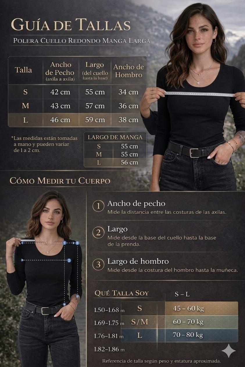 Polera Manga Larga De Mujer Elasticada SlimFit 180G-2