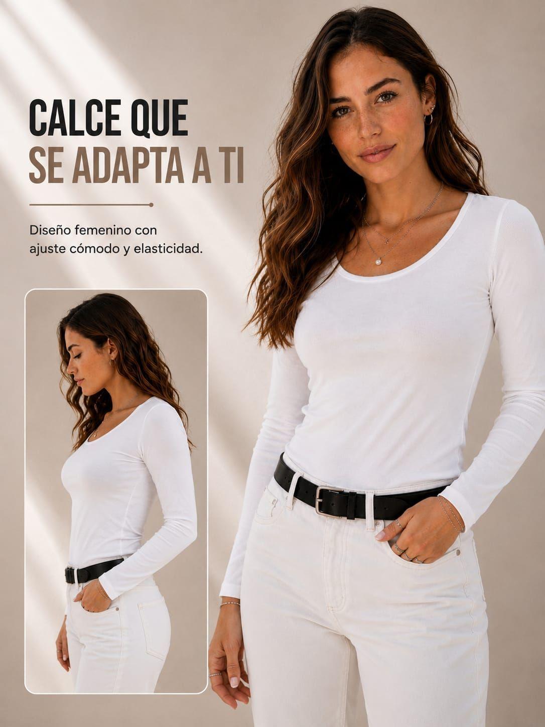 Polera Manga Larga De Mujer Elasticada SlimFit 180G-1