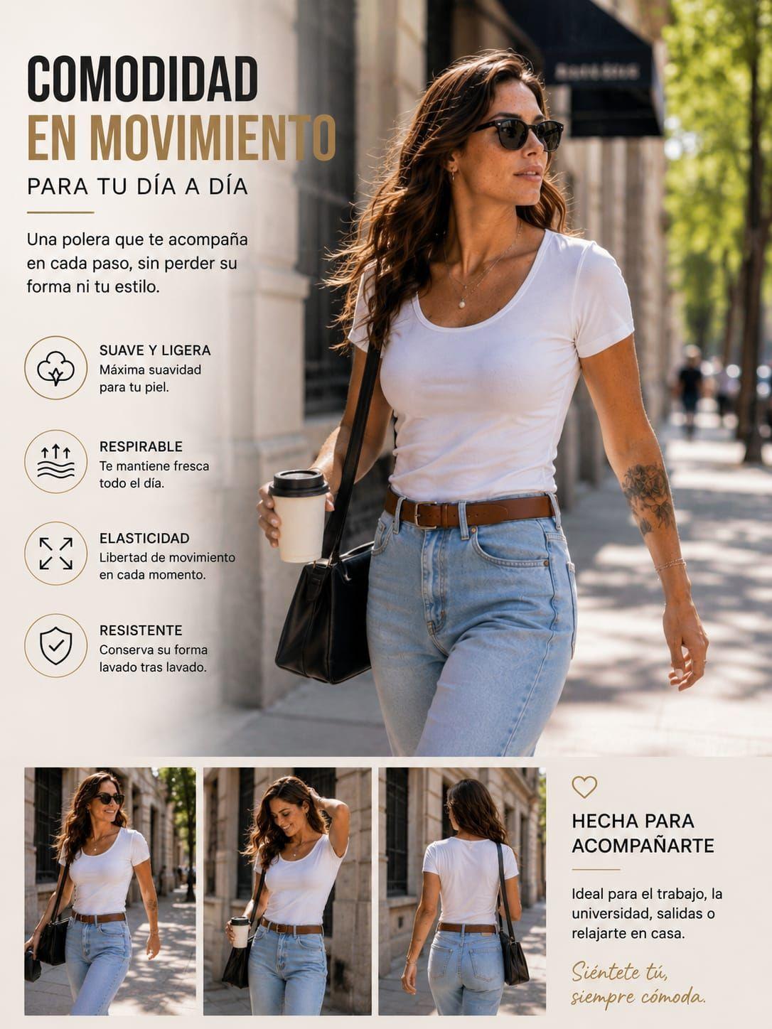 Pack 4 Poleras Elasticadas De Mujer 180g Manga Corta Algodon Cuello Redondo-2