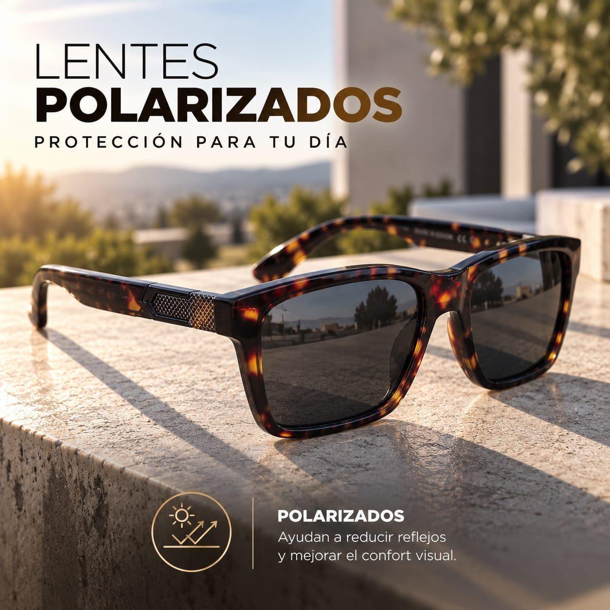 Lentes De Sol Polarizados Hombre Carey Rectangular Uv400-1