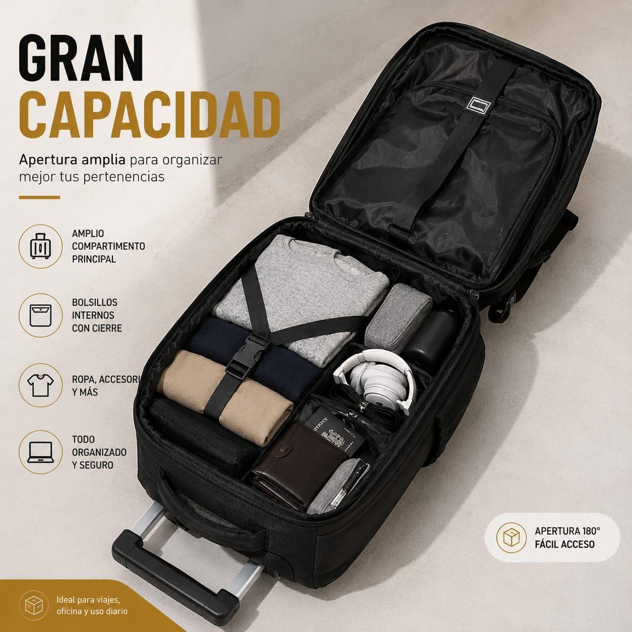 Mochila Trolley Con Ruedas 2en1 Viaje Oficina Ejecutiva 30L-7