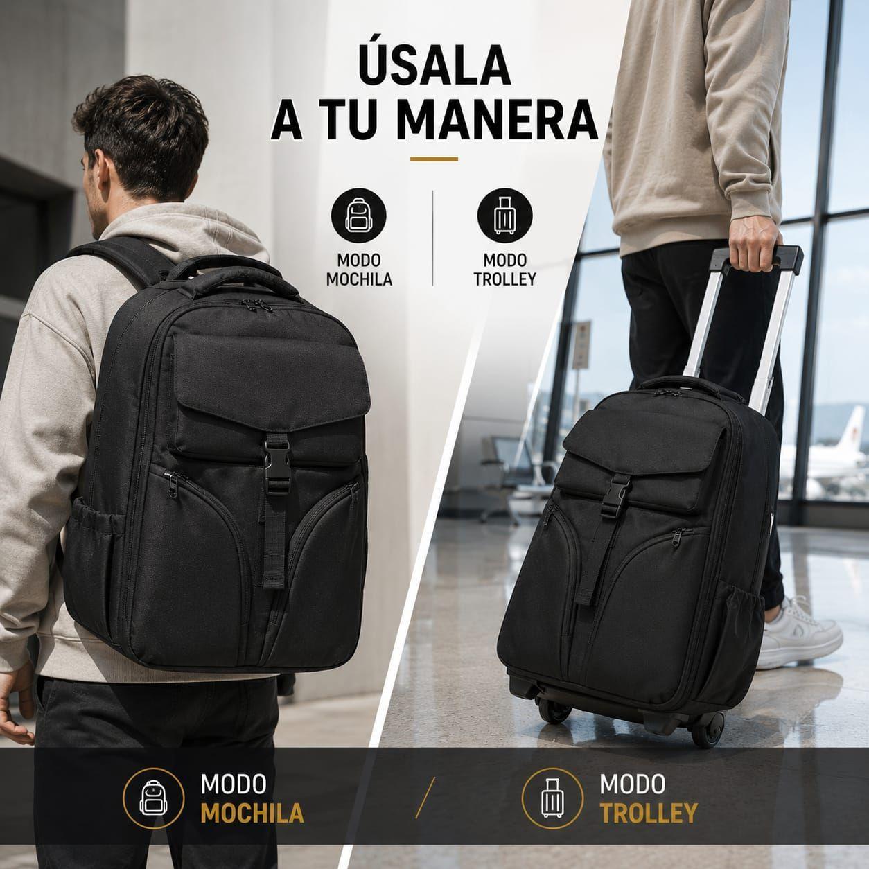 Mochila Trolley Con Ruedas 2en1 Viaje Oficina Ejecutiva 30L-8