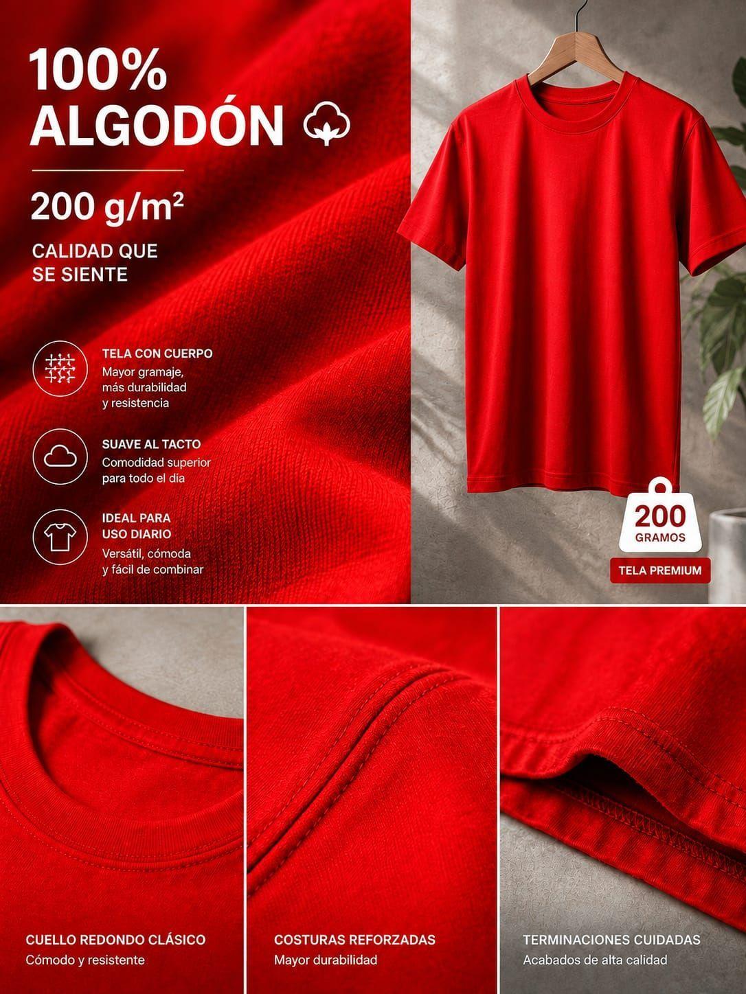 Pack 4 Poleras Basicas Cuello Redondo 100 Algodon 200g Manga Corta-6