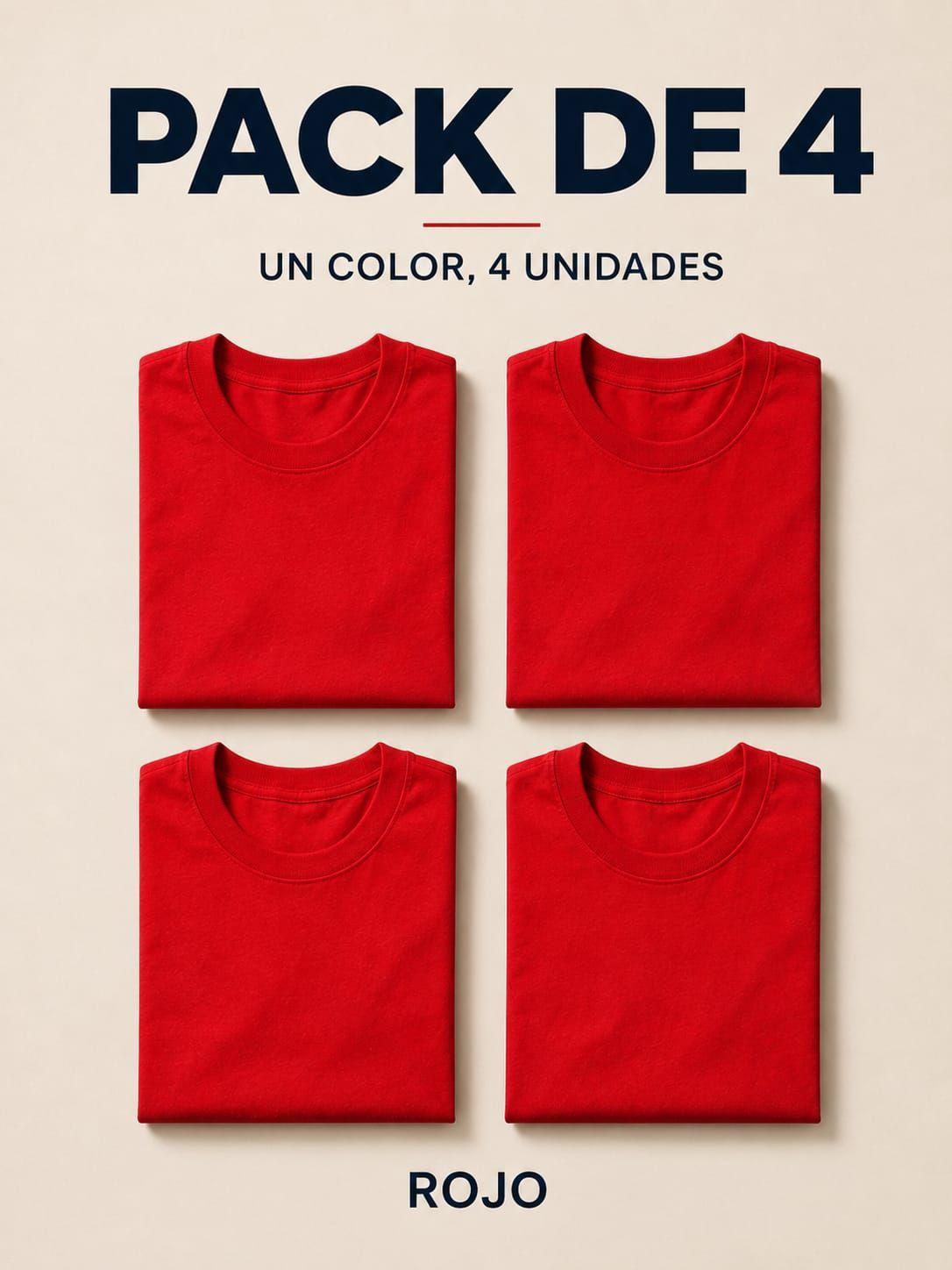 Pack 4 Poleras Basicas Cuello Redondo 100 Algodon 200g Manga Corta-7