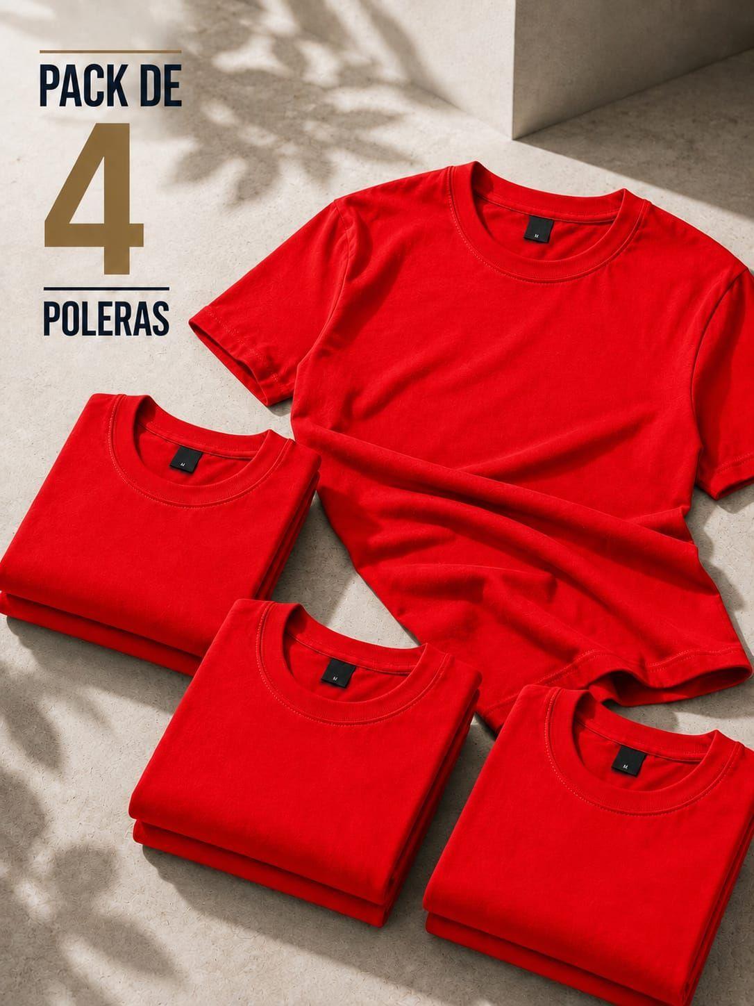 Pack 4 Poleras Basicas Cuello Redondo 100 Algodon 200g Manga Corta-8