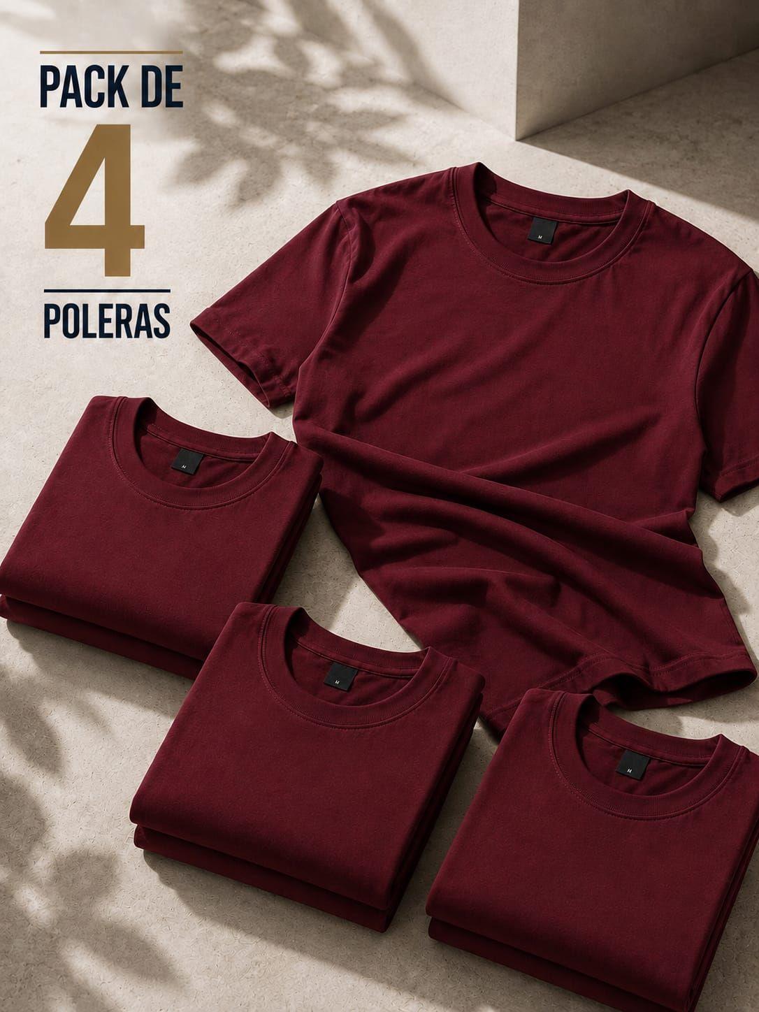 Pack 4 Poleras Basicas Cuello Redondo 100 Algodon 200g Manga Corta-0