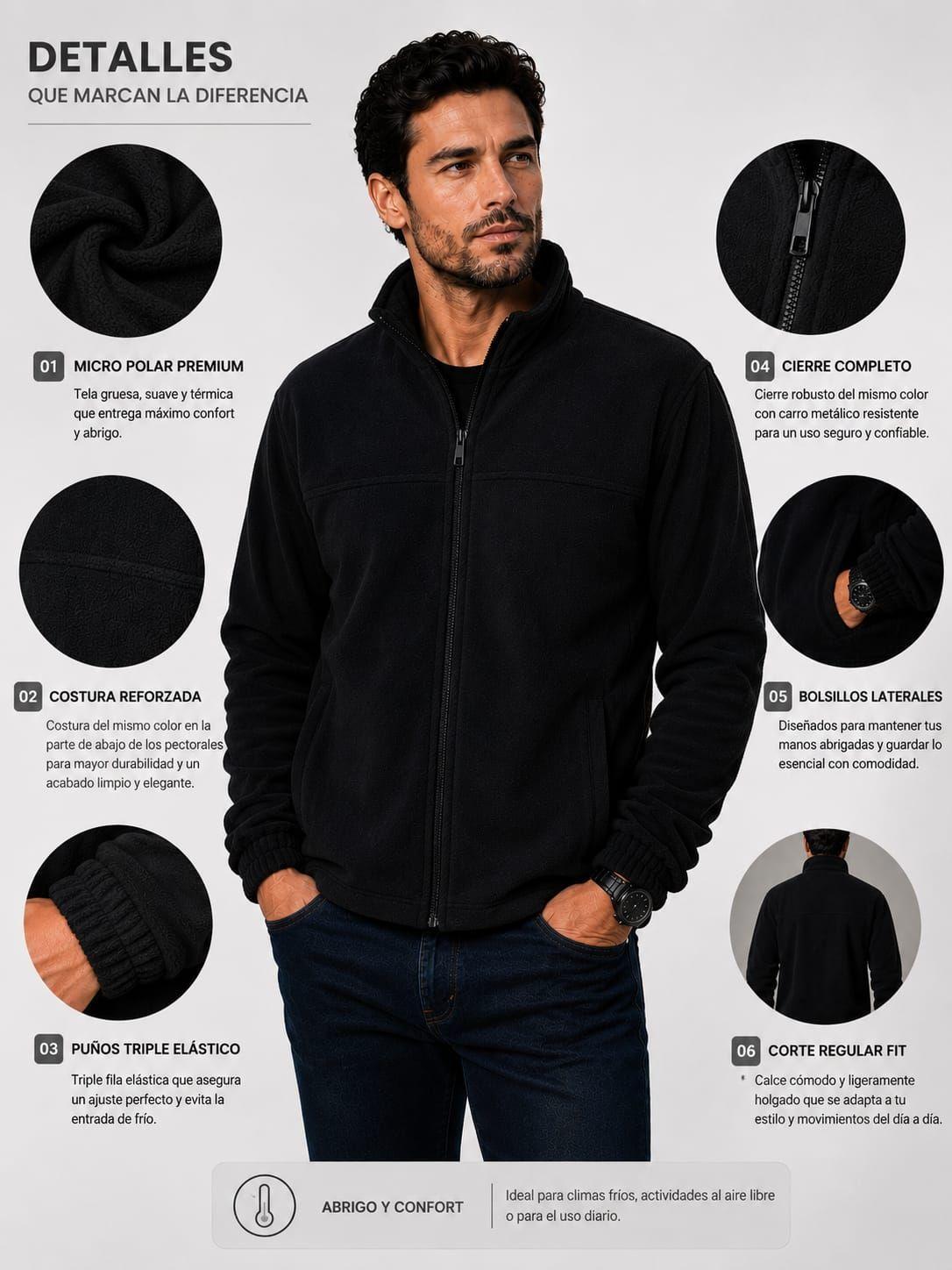 Poleron Termico Micro Polar 300g 100 Poliester De Hombre-5