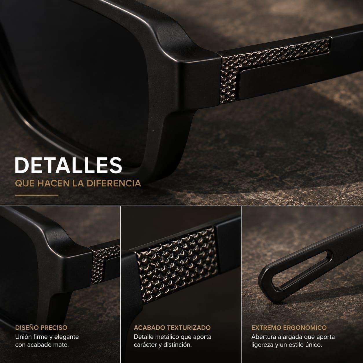 Lentes De Sol Polarizado Hombre Rectangular Negro Uv400-1