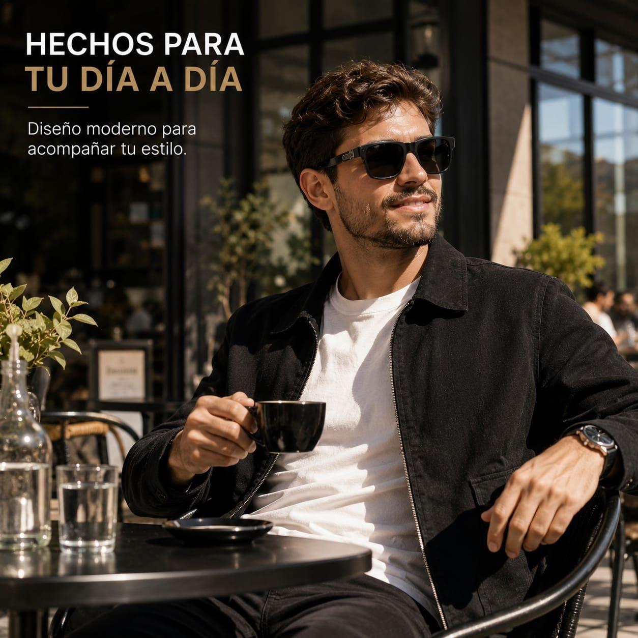 Lentes De Sol Polarizado Hombre Rectangular Negro Uv400-5