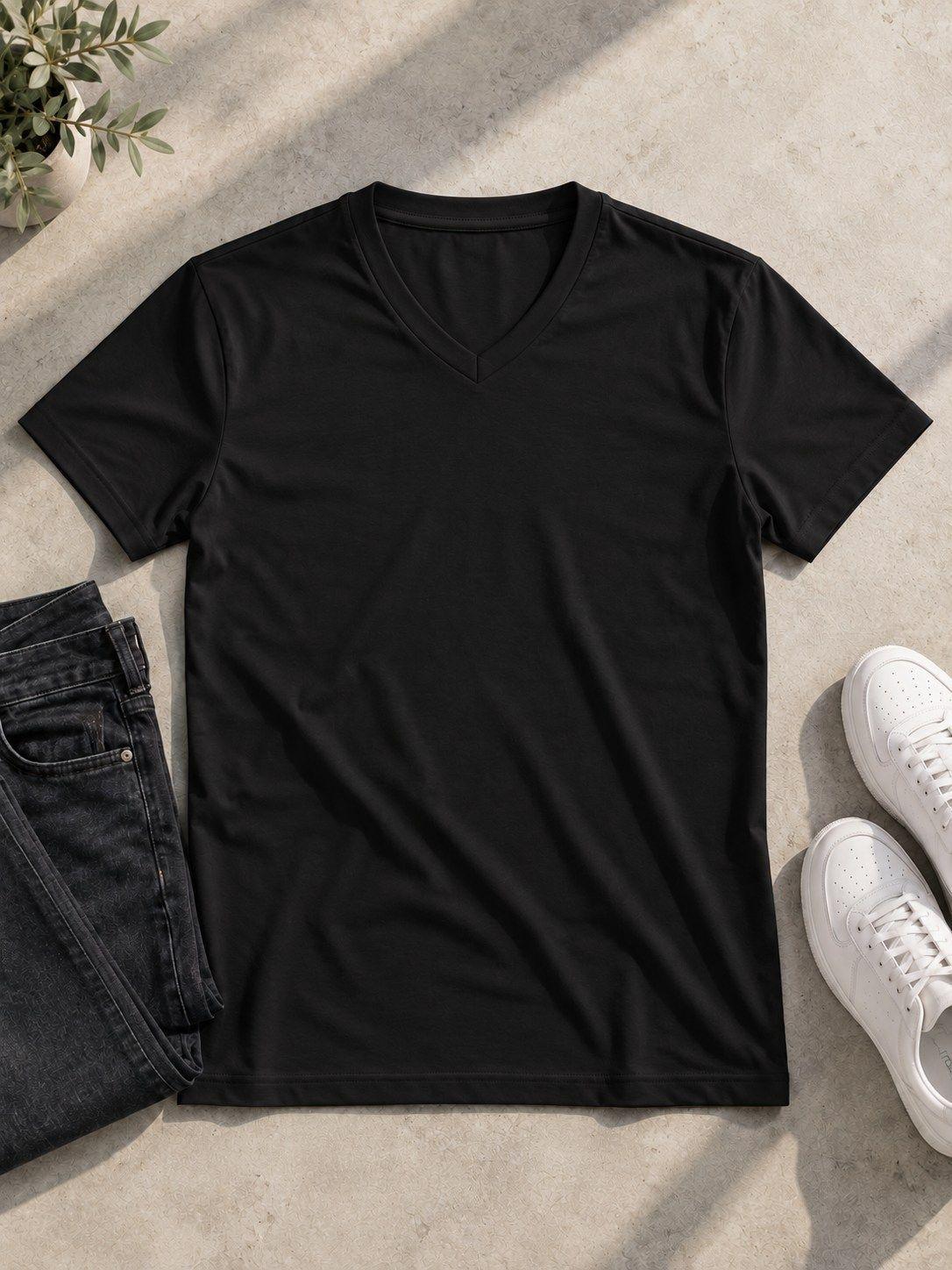 Poleras Cuello V 100 Algodon Basicas Manga Corta Estampar-3