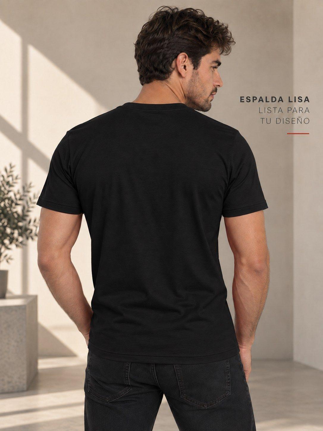Polera Hombre Cuello V Manga Corta Basica Lisa Algodon para Estampar y Bordar-2