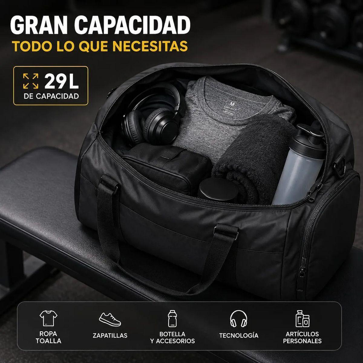 Bolso Gym Hombre Mujer Deportivo y Viaje 29L Impermeable Gran Capacidad-9
