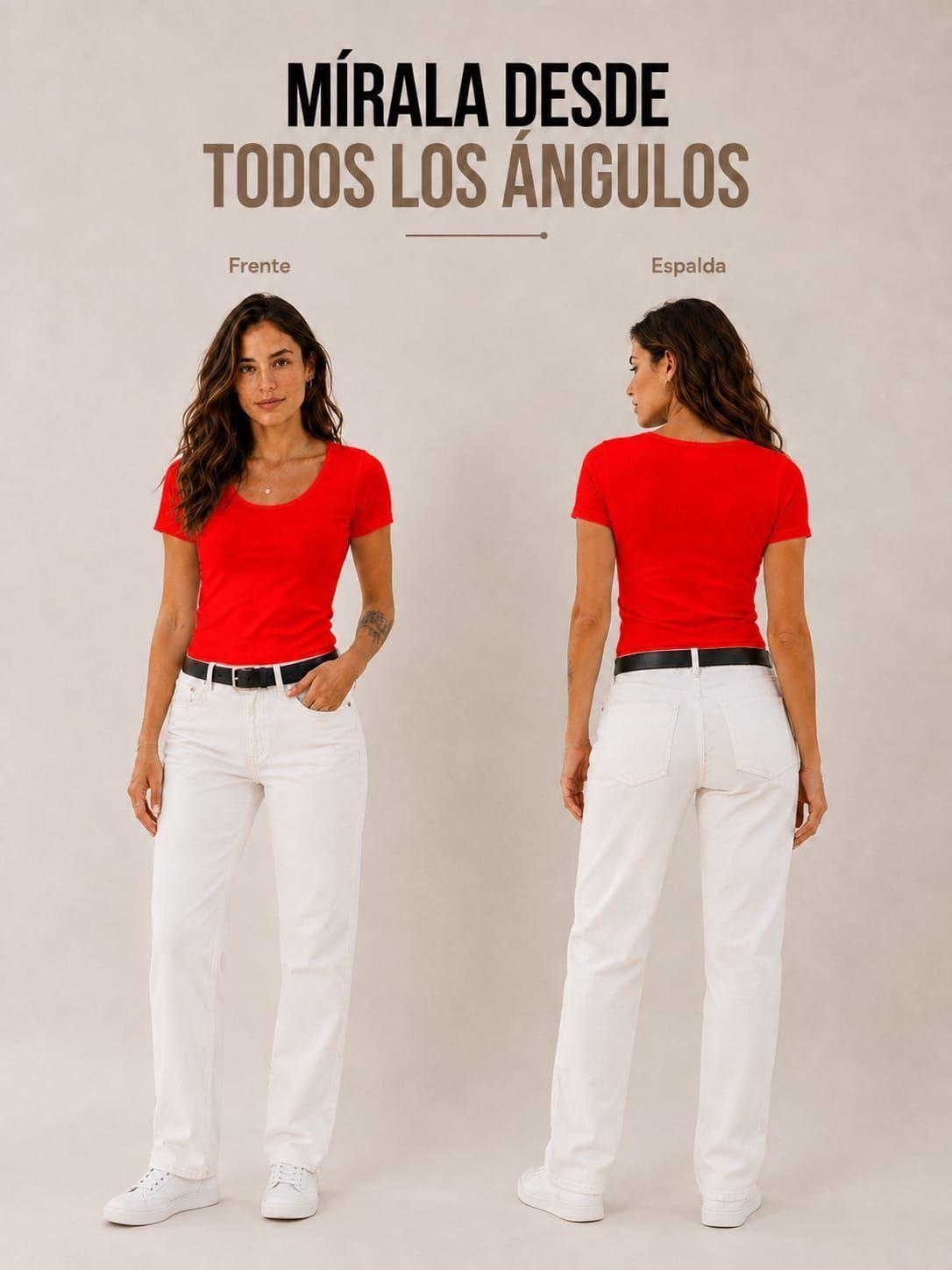 Polera Elasticada De Mujer 180g Manga Corta Cuello Redondo-5