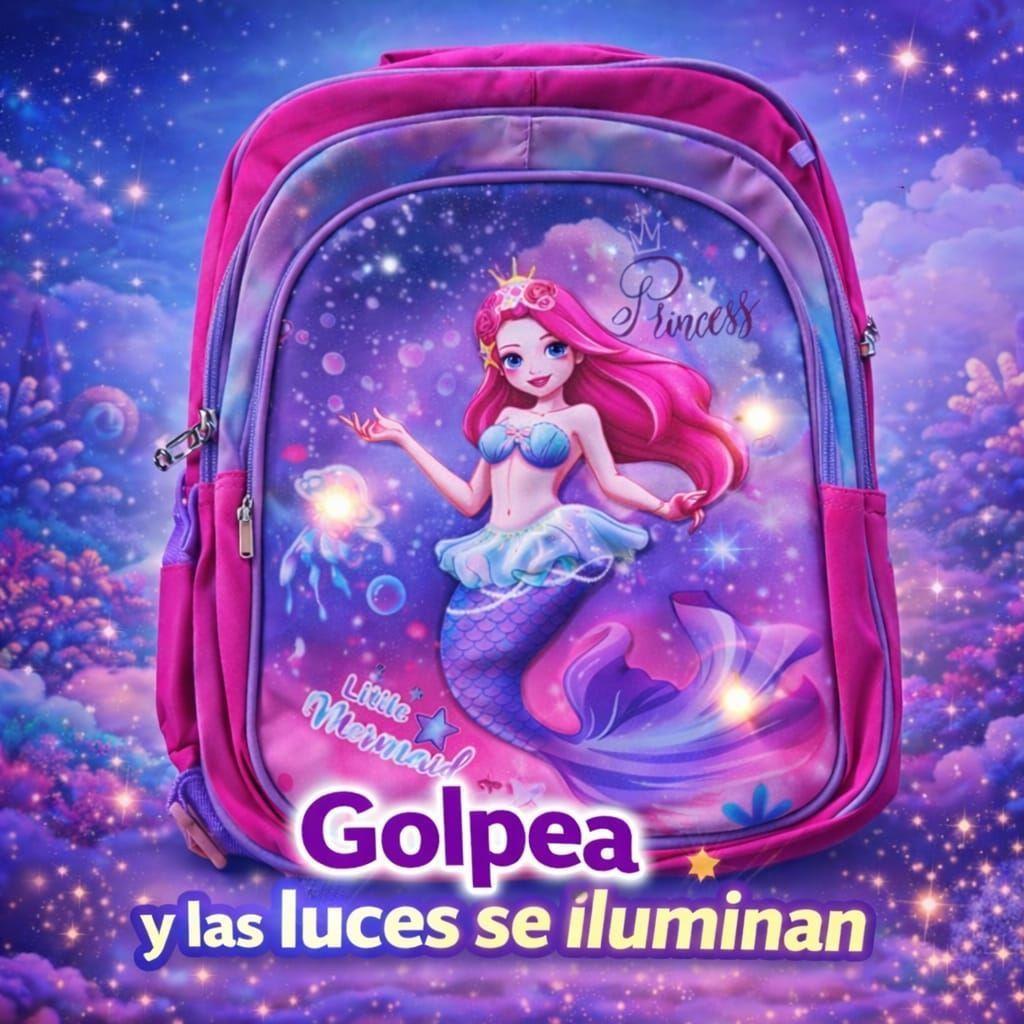 Kits Mochila Con Ruedas Escolar Estuche Y Lonchera Infantil Sirena-2